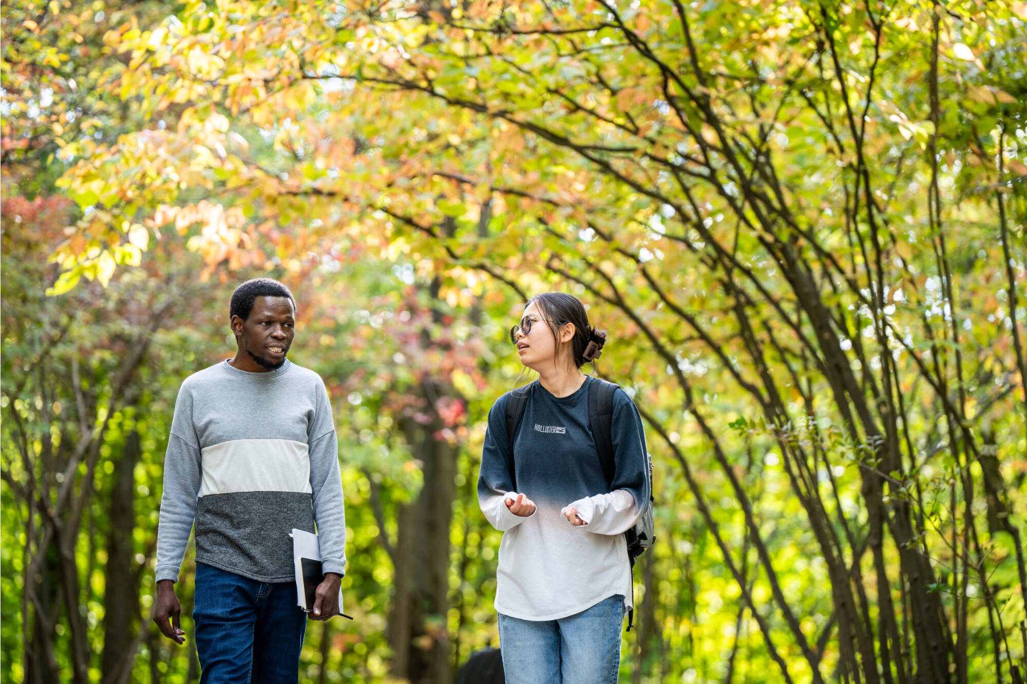 International students enjoy time together in the Arboretum, October 11, 2023. (photo by Amanda Pitts)